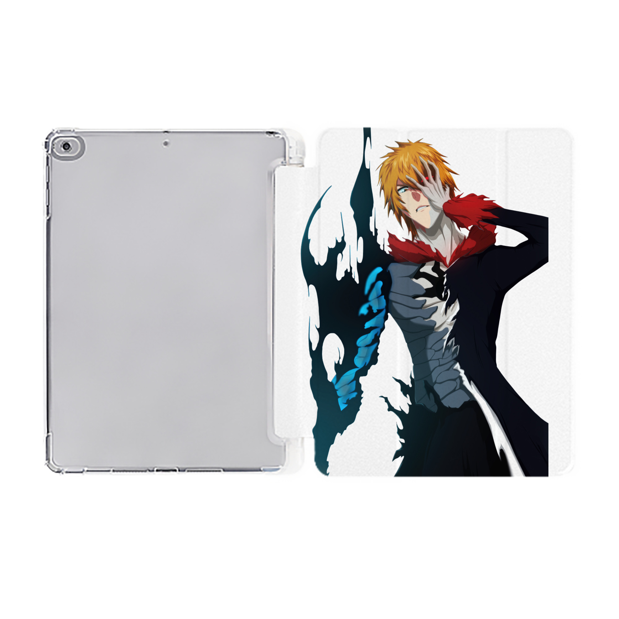 （画像用） ブリーチ 黒崎一護（くろさき いちご）BLEACH Kurosaki Ichigo IPad ケース ペン収納付き 三つ折りスタンド PUレザー×シリコン 対応機種9.5/10.5/10.9インチ